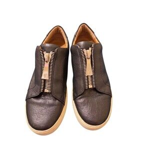 Frye Lena Zip Low Top Black Leather Zipper Sneaker Platform Shoes US W’s 7.5